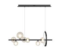 Lampe d'îlot de cuisine moderne minimaliste 7 lumières avec abat-jour en verre en noir