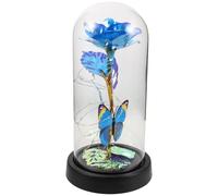 Lampe Dôme en Verre avec Rose Éternelle et Décoration en Feuille d'or, Lumière LED Douce pour Décoration Maison ou Présent pour Maman à Noël ou Anniversaire