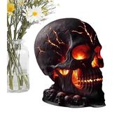 Lampe du crâne d'Halloween - Lumière de flamme vacillante | Décor effrayant avec un effet de feu réaliste | Idéal pour les espaces intérieurs, extérieurs comme le porche, la chambre, le jardin, le pat