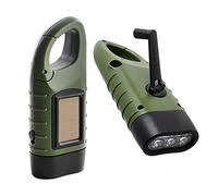 Lampe Dynamo 2 pièces, Lampe de Poche Solaire LED | Lampe Torche Dynamo & Solaire, Étanche, avec Mousqueton, pour Camping, Outdoor & Urgence