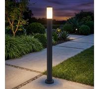 Lampadaire en acier inoxydable anthracite Lampe d'allée Lampe d'extérieur sur pied, opale, LED 9W 810Lm blanc chaud, DxH 12,7x110 cm
