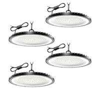 Lampe Eclairage Atelier 200W 4 Pièce,6500K Blanc Froid UFO Lampe Atelier avec 50cm Chaine,20000LM Super Brillant Plafonnier LED Garage,IP65 Étanche Éclairage de Plafond pour Garage Entrepôt Usine