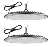 Lampe Eclairage Atelier 500W 2 Pièce,6500K Blanc Froid UFO Lampe Atelier avec 50cm Chaine,50000LM Super Brillant Plafonnier LED Garage,IP65 Étanche Éclairage de Plafond pour Garage Entrepôt Usine