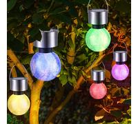 Lampe solaire décoration de jardin lampe d'extérieur à changement de couleur LED boule lumineuse suspendue, design craquelé, durée d'éclairage 6-8 heures, DxH 6,5x15,7 cm, lot de 4