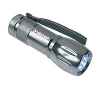 Velamp IN240 Torche Métallique 25 Lumen 9 LED Eclairage 20 m avec housse, Argenté
