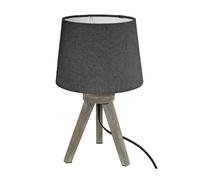 Lampe En Bois Bross? Et Abat-Jour Gris H 31 Cm