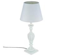 Atmosphera Lampe à poser Cabeloh en bois patiné H 55 cm Blanc
