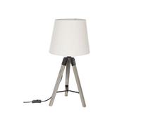 Atmosphera - Lampe en bois trépied Runo - H. 58 cm - Blanc Blanc G