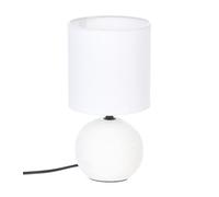 Lampe En C?Ramique Pied Boule Stri?E Blanc H 24.5 Cm Blanc