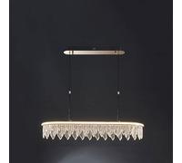 Lampe en Cristal de Luxe légère Moderne, Lustre en Forme de Feuille d'art, Lustre en Plumes de Cristal, pour l'éclairage du Salon de la Chambre de l'hôtel du Restaurant, Ovale 80 cm