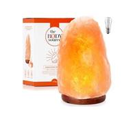 Lampe en Cristal de Sel de l'Himalaya - The Body Source - Naturelle - 5-7kg - Base en Bois - Interrupteur