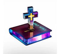 Lampe en croix en lévitation faite à la main, croix flottante, Bible de lampe en croix en lévitation magnétique, décorations chrétiennes for la maison, veilleuse d’ornement en croix Maglev (Color : B