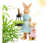 Lampe en forme de lapin avec lanterne - Étanche - Lampe solaire décorative d'extérieur - Pour cour, pelouse, patio, , femme, maman, pendaison de crémaillère, anniversaire, vacances