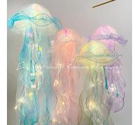 Lampe en forme de méduse créative - Lustre LED fantaisie - Méduse lumineuse - Lampe à suspendre - Lampe tendance à suspendre - Décoration de chambre à thème restaurant - Lampe de décoration d'ambiance