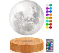 Lampe en lévitation magnétique en forme de lune - 16 modes de couleurs - Impression 3D - LED - Lévitation magnétique et rotative - Veilleuse luna pour décoration de maison et de bureau