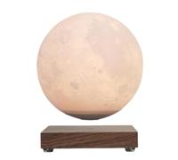 Lampe en lévitation magnétique en forme de lune avec impression 3D, lumière tricolore, chargement sans fil, base en bois de noyer pour décoration de chambre à coucher et de bureau