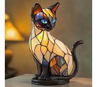 Lampe en verre teinté en forme de chat - Lampe de table vintage en verre - Veilleuse pour les amateurs de chatons - Pour salon, chambre à coucher, décoration de bureau (AA)