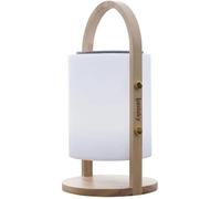 Lampe enceinte bluetooth sans fil poignée bois LED blanc/multicolore dimmable WOODY PLAY H37cm avec télécommande