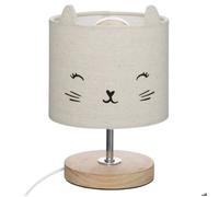 Atmosphera - Lampe enfant Chat - coton et bois H21 cm