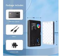 Lampe esclave-flash,Lampe de caméra LED RGB pleine couleur,Kit de lampes vidéo,variable 2500K-8500K panneau lumineux - Black[A7570]