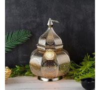 Lampe et lanterne Marrakech dans un en métal de 30 cm - Lampe de table Lamisa argentée comme décoration orientale