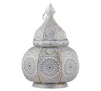Lampe et lanterne Marrakech en métal de 30 cm - Lampe de table Lamisa blanche comme décoration orientale
