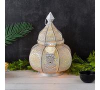 Lampe et lanterne Marrakech en métal de 30 cm - Lampe de table Lamisa blanche comme décoration orientale