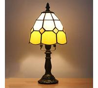 Lampe européenne Vintage méditerranéenne Lampe de table style Tiffany main Vitrail Bureau Chambre lampe de chevet pour Living Room Cafe Bar décoratifs, E14,Jaune