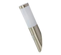 Lampe extérieure acier affiné, plastique, opale, IP44, capteur:90?, allonge: 9m, D:76, H:410, excl. 1xE27 60W 230V