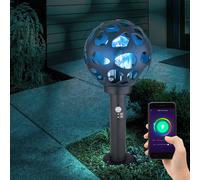 Lampadaire avec détecteur de mouvement lampe de chemin de boule avec détecteur de mouvement lampadaire extérieur extérieur, acier inoxydable anthracite, contrôle par application dimmable CCT, Smart RG