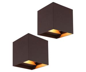 Lampe extérieure Lampe de façade Lampe murale rost Balcon Up Down Applique murale, LED 2x 3 watts 2x 290Lm blanc chaud, LxlxH 10x10x10 cm, 2er Set