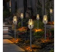 Lampe Extérieure Lampe Solaire Spots à Encastrer Effet Feu Terrasses Noir LED 6x