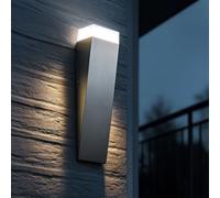 Applique d'extérieur, applique murale, torche, zone d'entrée, terrasse, IP44, acier inoxydable, argent, HxLxP 30,5x7,5x8,5cm, Eglo 93356
