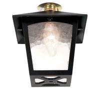 Lampe Extérieure Noir Verre Aluminium E27 IP44 Jardin Maison Rustique Plafonnier