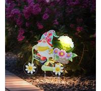 Lampe solaire nain Décoration de jardin Lampe solaire enfichable Lampe extérieure fleurs, métal multicolore, 20x LED blanc chaud, LxlxH 52,5x15x44 cm