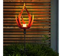 Lampe Extérieure Solaire Spots à Encastrer Effet Feu LED Flamme Pointe Noir