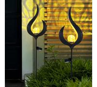 Lot de 2 lampes solaires à LED pour l'éclairage extérieur Décoration Lampes enfichables Design Flamme