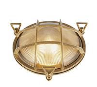 Lampe Extérieure Wandleuchte Laiton Verre Ondulé IP64 E27 Ø 24 CM Petit Maritime