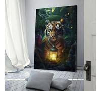 Lampe fantaisie représentant un tigre, décoration murale pour salon, salle de bain, style rustique, toile 40 x 60 cm