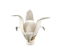 Lampe Fleur Blanche en Feuilles de Cocotier & Acajou 30cm| À équiper