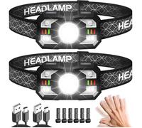 Lampe Frontale 2 Pièces,Lampe Frontale LED Ultra Puissante 2000 Lumens,Torche Frontale 10 Modes IPX5 Étanche Rechargeable USB