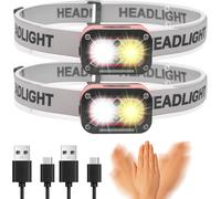 Lampe Frontale 3000 Lumens Rechargeable Usb-C Étanche Ipx65, Détecteur De Mouvement, 5 Modes Pour Camping/Randonnée¿Lot De 2¿
