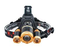 Lampe frontale à LED, 15000 lumens, super lumineuse, rechargeable, étanche, zoomable, pour vélo, marche, camping, randonnée, pêche, lecture de nuit (doré)