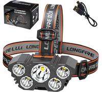 Lampe frontale à LED Projecteur 5 diodes Capteur de mouvement 4 modes d'éclairage