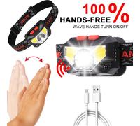 Lampe Frontale À Led Xpg + Cob À Induction, Rechargeable Par Usb, Étanche, Lumière De Travail, De Camping, De Randonnée Et De Pêche, 1000mah