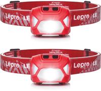 Lampe Frontale À Piles, C500 Torche Frontale Led 1300lux Concentrée Diffusée 6 Modes Avec Lumière Rouge, Ipx4 Étanche Ultra-Léger Pour Course, Randonnée, Pêche, Rouge