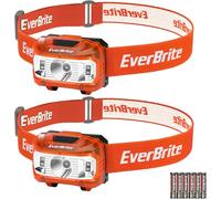 Lampe Frontale Avec 3 Lumières Blanche,Rouge Et Verte,300 Lm,5 Modes D'eclairage,Torche Frontale Réglable Pour Pêche,Camping,Lecture,Randonnée,6 Piles Aaa Incluses (Orange)