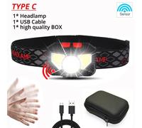 Lampe Frontale Avec Capteur De Mouvement, 6000 Lumens, Mains Libres, Torche Ak700, Phare Puissant, Rechargeable Par Usb