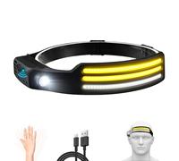 Lampe frontale BeFit24 LED rechargeable | Ultra-léger 98 g COB grand angle 230° XPE Spot | Charge rapide USB-C | Détecteur de mouvement capteur de gestes | Lampe de tête étanche et résistante aux