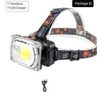 Lampe Frontale Cob Rechargeable Usb La Plus Puissante, Lumière Blanche, Rouge Et Bleue, 3 Modes D'éclairage Étanche Pour La Chasse